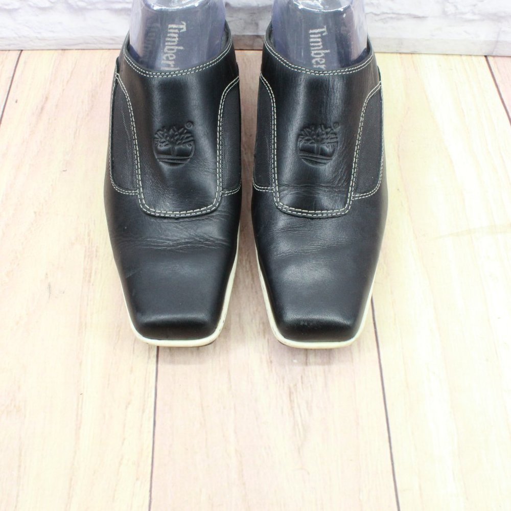 Timberland Black Leather Slip On Wedge Mules Clogs Shoes Size 9 Medium - Picture 5 of 10